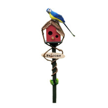 Baroque Cottage Bird House Stake, Waterproof & Rust-proof Garden Stakes with Functional Birdhouse for Patio Yard (70cm in Length)