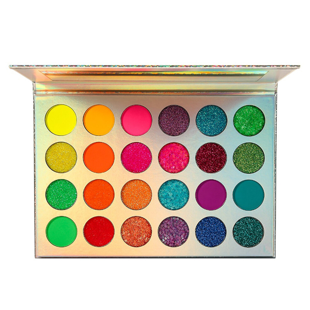 Dark 24-Color Glow-In-The- Neon Glitter Eyeshadow Palette, Luminous Eye Shadow