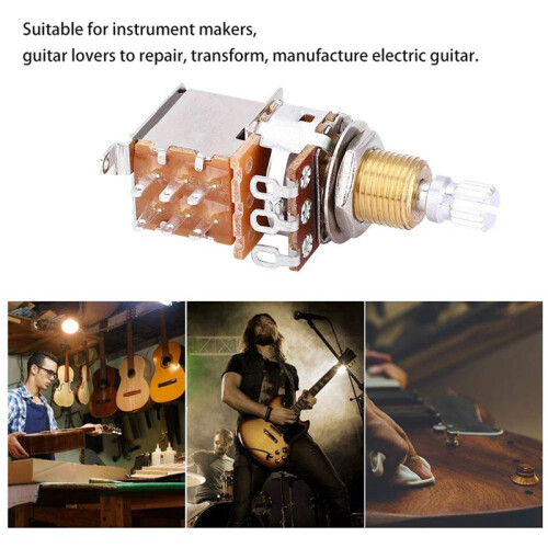 6St A500K Potentiometer Push Pull  Gitarrkontroll Pot Elektrisk Gitarr Tonvolymdelar Guld 2