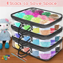 6 Pack Clear Yarn Storage Bags, Yarn Storage Organizer Tote Bag for Knitting Needles Crochet Hooks Yarn Balls Yarn