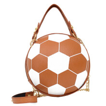 Bolso bandolera redondo con forma de balón de fútbol, de piel sintética, 1 unidad.