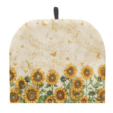 Sunflower Butterfly Teapot Cover, Insulated Polyester Canvas Cosy with Hanging Loop, Anti-Dust, 12.9x10.4 in