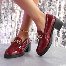 Willtoo Women's Platform Loafers with Bow Design, Chunky Heel Slip On Shoes, Trendy and Comfortable Footwear for Casual and Office Wear Deep Red