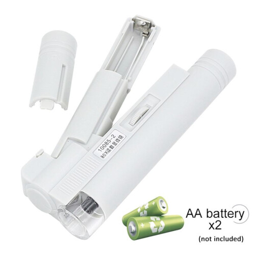 Portable Pocket Microscope 80X 100X White  Magnifier Reading Scale Foldable Magnifying Loupe with LED Illuminated