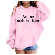 Hoodies for Teen Girls Girls' Fashion Casual Printed "All We Need Is Love" Long Sleeved Hoodie Top Toddler Girls Clothes