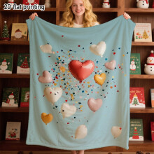 Coperta a forma di cuore in flanella, copriletto 2D, stile piatto