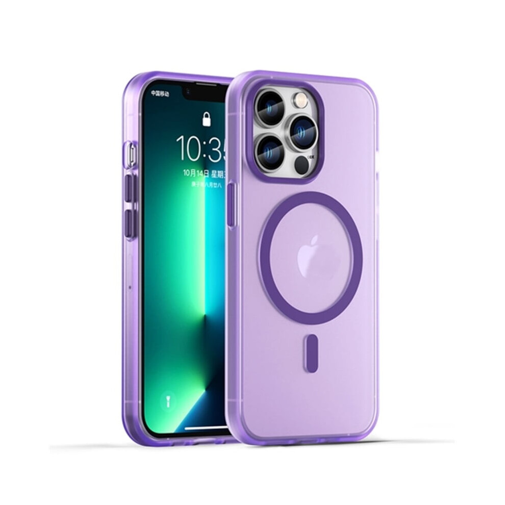 For Compatible With Iphone 13 Pro Magsafe Frosted Translucent Tpu + Pc Full Coverage Phone Case,,For Compatible With Iphone 13 Pro Purple 9482726239789