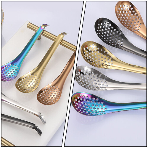 2St Gouden Rvs Caviaarschep Slotted Lepels Keuken Gadgets 2