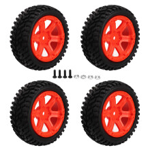 Anvelope off-road durabile și jante hexagonale de 12 mm pentru vehicule RC la scară 1/16, combinând plasticul ecologic sigur cu cauciuc de