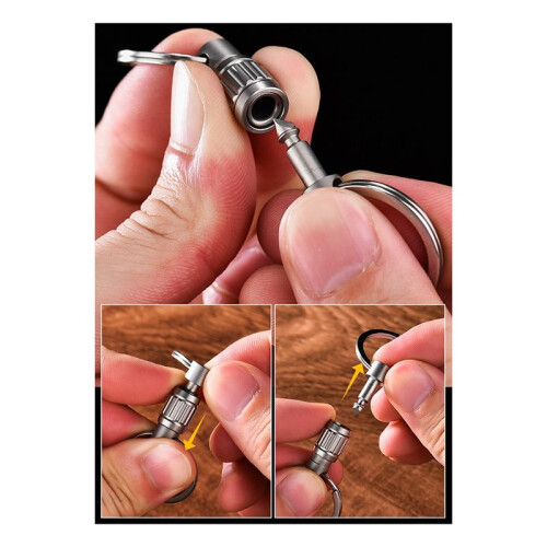 Titaniumlegering Sleutelhanger High-End Spring Lock Auto  Universele Roterende Ring Gesp-Verticale Grain [Stone Wash] 1