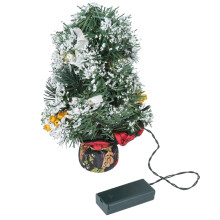 30Cm Pre-Lit Artificial Christmas Tree, Snow Flocked Pine With Mini Lights And Pine Cones, Waterproof LED Light String For Safe Festive Decor