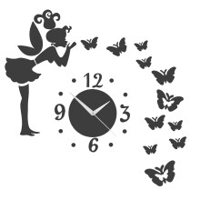Orologio da parete con decorazione a farfalla, elegante e raffinato, dal design moderno con finitura a specchio, in acrilico, facile da leggere,