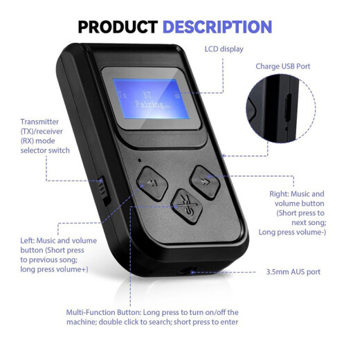 2 PCS 4 in 1 in Flight  Transmitter Receiver Low Latency Wireless  Audio Adapter for Car Stereo System
