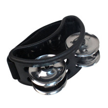 Percussion Foot Tambourine with Metal Jingles with 2Pcs Cajon Brush Telescoping Drum Brushes Nylon Sticks Percussion