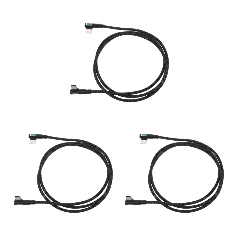 3Pcs Heavy Duty Usb C Cable Fast Charging Dual Right Angle Cable Black 3712458658524