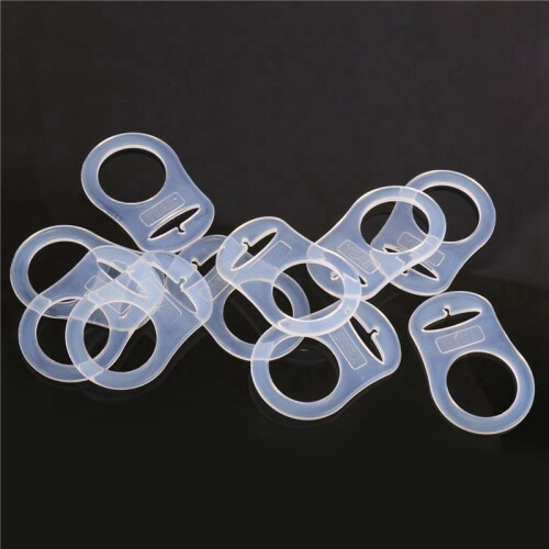 40 Pcs Button Silicone Ring Mam Pacifier Holder Mannequin Clip Adapter Transparent 1