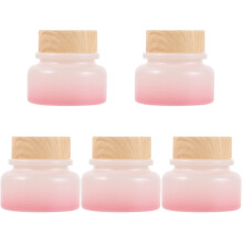 5Pcs Travel Pink Glass Cream Containers Smooth Cosmetic Jars with Lids
