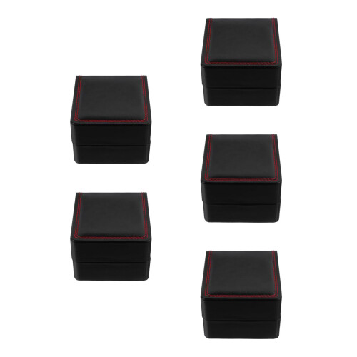 5Pcs Watch Storage Box Black PU Display Case for Men