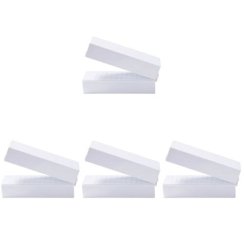 4Pcs White Nail Drill Bit Holder ABS Storage Case Manicure Supply Box
