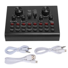Audio Mixer for Live Streaming Enthusiasts, Live Sound Card with Multi-layer Noise Reduction, 16Special Sounds for Karaoke Singing and More