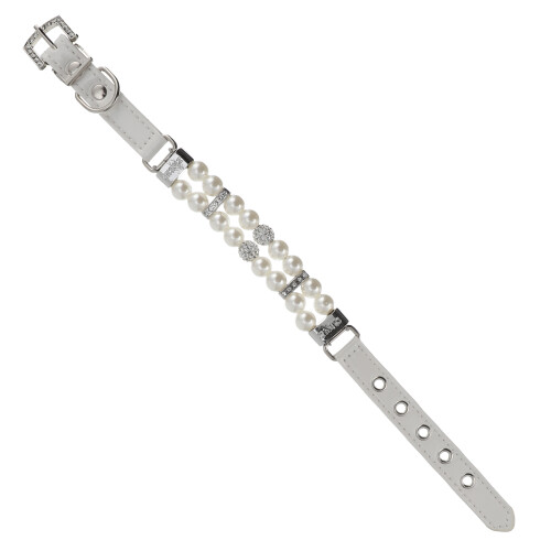Dog Pearl Collar White Set Pu Pet Dog