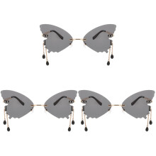 3Paare Schwarze Flügelrandlose Brillen Party Für Damen
