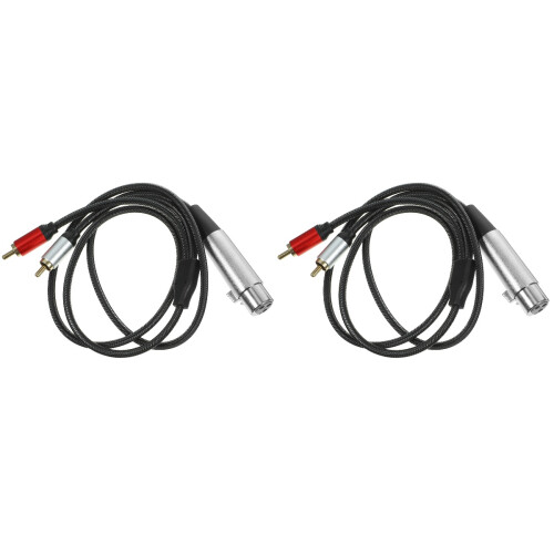 2Pcs Black Audio Equipment Cable Guitar Use Tinned Oxygen-Free Copper