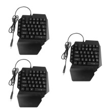3Pcs Black Rgb Gaming Keyboard Single-Hand Backlit Keypad for Laptop