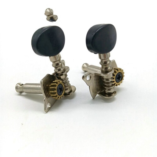12 Pieces Metal Opened Ukulele Uke Tuning Pegs Tuners Round Cap Black 1