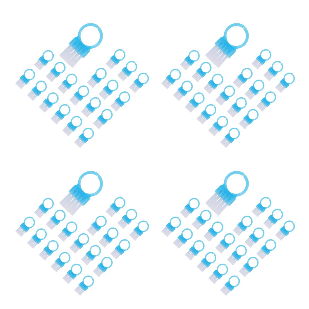 Vaguelly 400Pcs Durable Plastic Nail Cleaning Brush Blue With Comfortable Grip