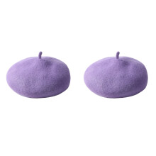 2Pcs Children Wool Beret Baby Warm Purple Hat Lightweight Breathable