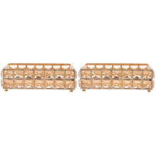 2Pcs Creative Golden Makeup Trays Glass Iron Perfume Holder for Vanity