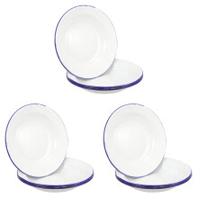 15Pcs Retro White Enamel Plates Smooth Food Tray for Home Use