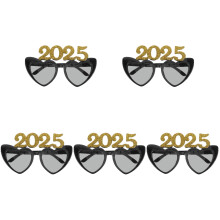 5Pairs Golden 2025 Party Glasses ABS Lightweight New Year Props