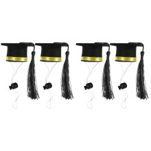 4Pcs Lightweight Felt Mini Graduation Caps Yellow Adjustable Pet Hats