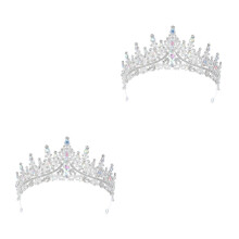 2Pcs Silver Rhinestone Adult Crowns for Women Birthday Queen Tiaras
