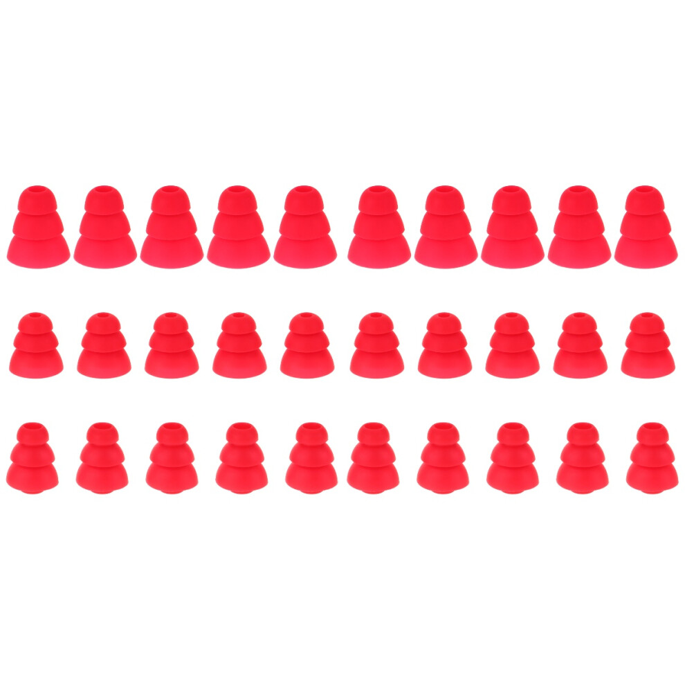 30Pcs Silicone Earbud Tips For Earphones Replacement Ear Caps Red 3712504075824