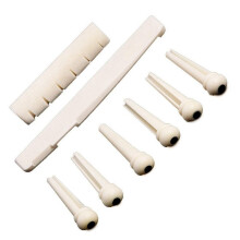 5 Sets Black and White ABS Bridge Pins & Saddle & Nut Replacement Parts for Acoustic Guitar