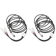 2St USB C Rca Audio Kabel, Gehard Metaal, Zwart, Voor Speaker