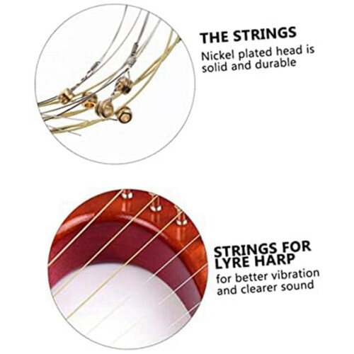2 Sets of 16 Lyre Harp Strings Replacement Metal String for Lyre Harp 2