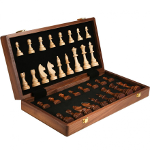 Premium Wooden Foldable Chess Set Large 39x39cm Portable Chessboard Tournament Edition Durable Hardwood Pieces Smooth Finish for Chess Matche