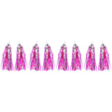 8Pcs Pink PVC Tassel Ribbon Kids Bike Handlebar Decor Streamer Clips