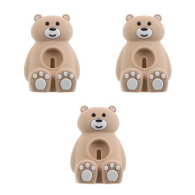 3Pcs Pink Silicone Watch Charging Dock Stand Bear Design for Desk Use