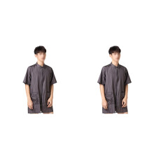 2Pcs Soft Grey Hair Dye Clothes Short Sleeve Hair Stylist Work Smock