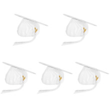 5Pcs Graduation Caps White Polyester Tassel Cap for 2024 Ceremony