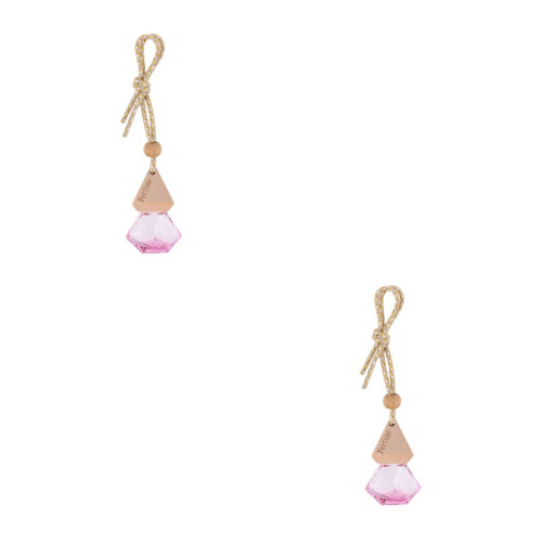 2Pcs Pink Car Hanging Decorations Glass Perfume Diffuser
