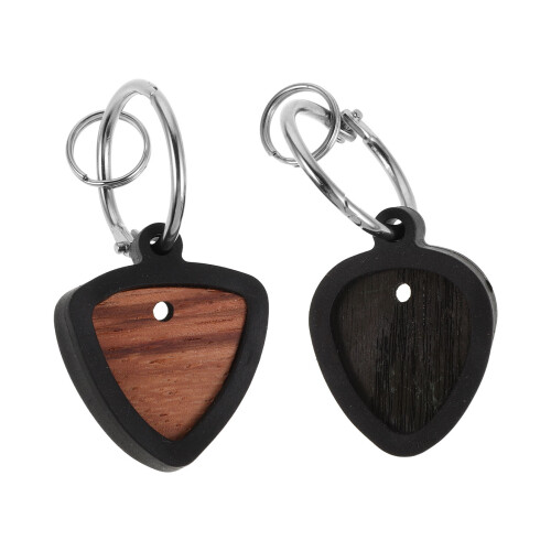 2Pcs Assorted Color Guitar Pick Holder Case Wood Keychain Organizer