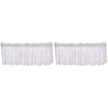 2Pcs White Lace Half Curtains Short Window Curtains for Kitchen Use