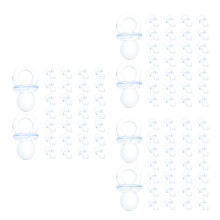 150Pcs Durable Plastic Mini Pacifiers Blue Baby Shower Party Decor