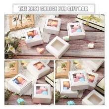 150 Pieces Paper Box with Window Present Packaging Box Treat Box for Homemade Soap Treat Bakery Candy (White)